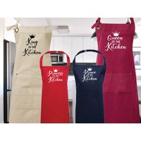 Weihnachtsfamilie Schürze, König Der Küche, Königin Küche Lustiges Weihnachtsgeschenk, Weihnachtserwachsene Kinderschürze von VelvetStyleShop