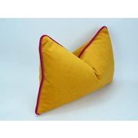 Gelb Und Rosa Kissenbezug/Senf Kissen Samt Rohripp von VelvetandLinenHome