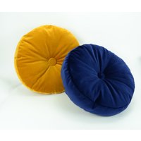 Mitternacht Blau Samt Kissen/Runde Samt Pouf Box Marine von VelvetandLinenHome