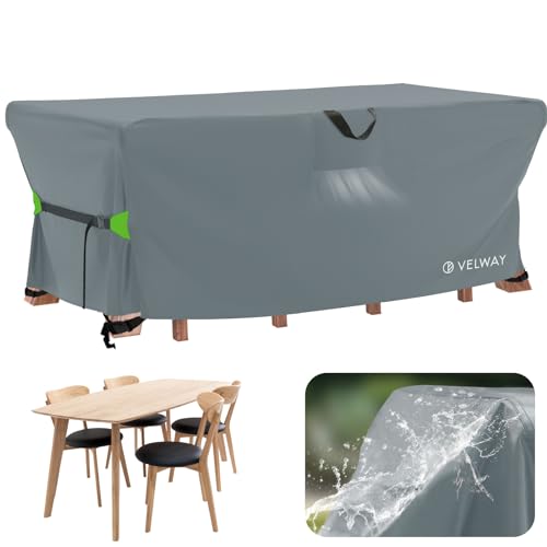 Velway Abdeckung Gartenmöbel Wasserdicht 170x95x74cm - Rechteckig Schutzhülle Winddicht Loungemöbel Abdeckung Abdeckhauben für Gartentische Sitzgruppe Terrassenmöbel - Grau von Velway
