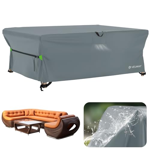 Velway Abdeckung für Gartenmöbel Wasserdicht - 270x180x74cm Rechteckig Schutzhülle Winddicht Loungemöbel Abdeckung Abdeckhauben für Gartentische Sitzgruppe Terrassenmöbel Grau Velway Abdeckung für Gartenmöbel Wasserdicht - 270x180x74cm Rechteckig Schutzhülle Winddicht Loungemöbel Abdeckung Abdeckhauben für Gartentische Sitzgruppe Terrassenmöbel Grau von Velway