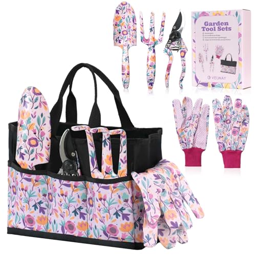 Velway Gartenwerkzeug Set 5-TLG - Gartengeräte mit Blumenmuster & Geschenkbox, inkl. Handschuhe, Gartenschaufel, Schere, ideales Gartengeschenk für Damen Velway Gartenwerkzeug Set 5-TLG - Gartengeräte mit Blumenmuster & Geschenkbox, inkl. Handschuhe, Gartenschaufel, Schere, ideales Gartengeschenk für Damen von Velway