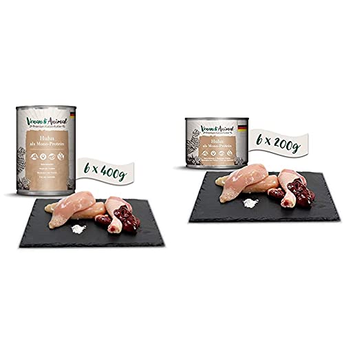 Venandi Animal Premium Nassfutter für Katzen, Huhn als Monoprotein, 6 x 400 g, 2.4 kg & Premium Nassfutter für Katzen, Huhn als Monoprotein, 6 x 200 g, 1.2 kg von Venandi Animal