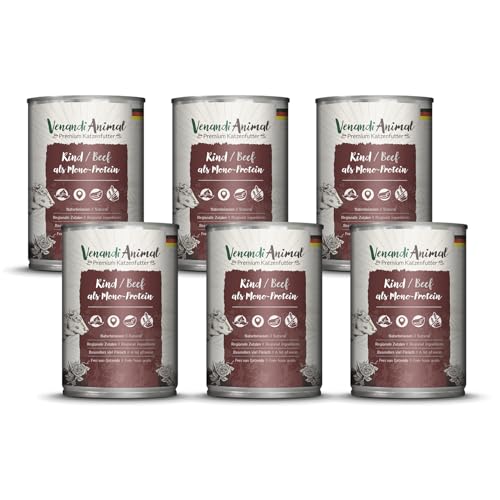 Venandi Animal - Premium Nassfutter für Katzen - Rind als Monoprotein 6er Pack (6 x 400 g), getreidefrei, Monoprotein von Venandi Animal