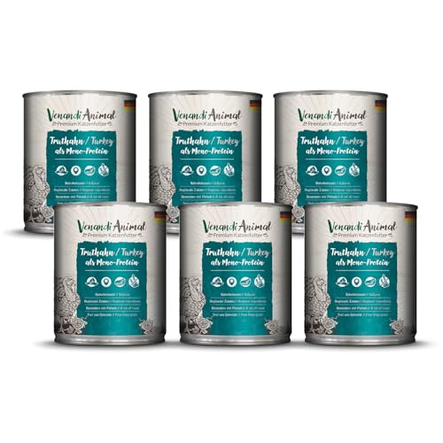 Venandi Animal - Premium Nassfutter für Katzen - Truthahn als Monoprotein 6er Pack (6 x 800 g), getreidefrei, Monoprotein von VenandiAnimal