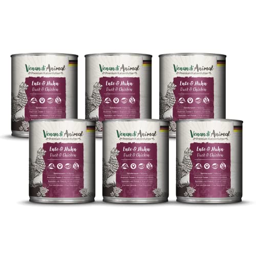 Venandi - Premium Nassfutter für Katzen - Ente & Huhn, 6 x 800g (6er Pack), getreidefrei mit extra viel Fleisch von VenandiAnimal