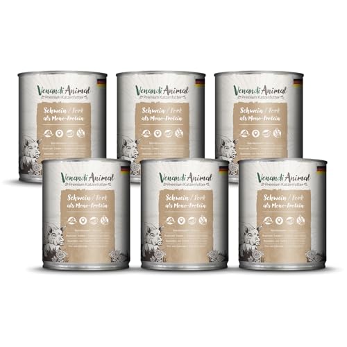 Venandi - Premium Nassfutter für Katzen - Schwein als Monoprotein, 6 x 800g (6er Pack), getreidefrei mit extra viel Fleisch von VenandiAnimal