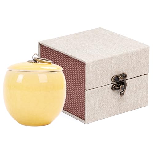 Handicrafted Ceramics Mini Pet Urns, Cremation Urns Ceramics Memorial Ashes Urn, Ashes Keepsake Memorial Ashes Holder, Pet Sarg, Beautiful Ashes Keepsake, Sealed Ceramic (Sunny Yellow) von Vencede