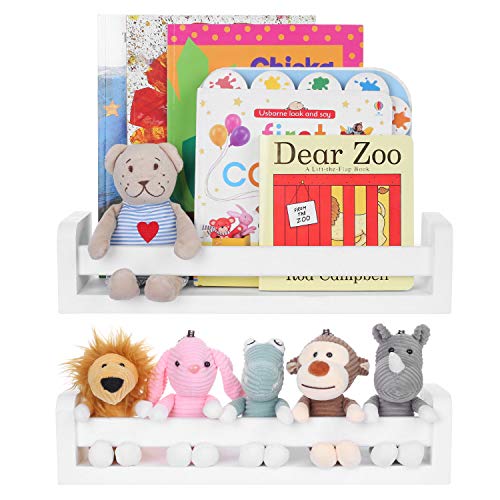 Vencipo Wandregal Weiß für Bücherregal Kinderzimmer, Regal Holz für Organizer Küche Gewürzregal, Wand Dekoration für Badregal Holz, Deko Wohnzimmer, Aufbewahrungs Badezimmer. (2er Set) von Vencipo