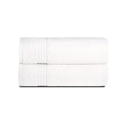 Vency Handtücher Set Weiß 2 Teilig - 2X Badetuch 70x140, Badetuch mit Aufhänger von Vency