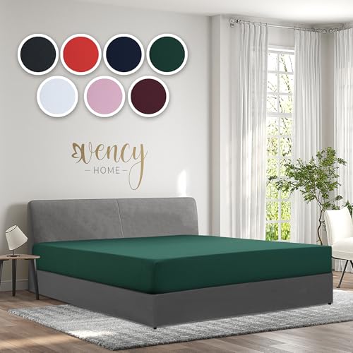 Vency Jersey Spannbettlaken 90x200cm Dunkelgrün - Spannbetttuch 100% Baumwolle, Bettlaken 90x200 Bis 25 cm Matratzenhöhe Dunkelgrün Vency Jersey Spannbettlaken 90x200cm Dunkelgrün - Spannbetttuch 100% Baumwolle, Bettlaken 90x200 Bis 25 cm Matratzenhöhe Dunkelgrün von Vency