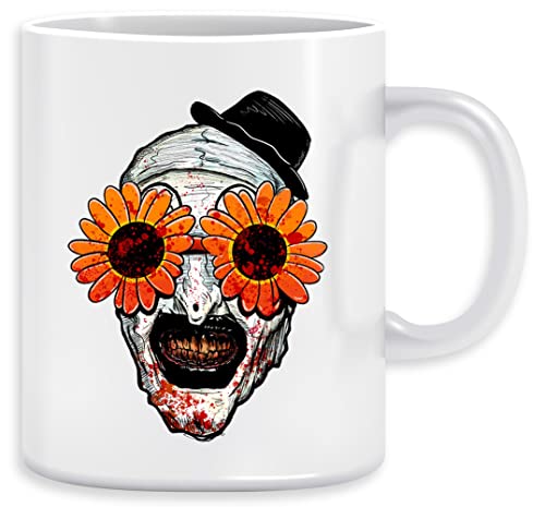 Art The Clown Terrifier 2 Sonnenblumen-Sonnenbrille Kaffeebecher Becher Tassen Ceramic Mug Cup von Vendax