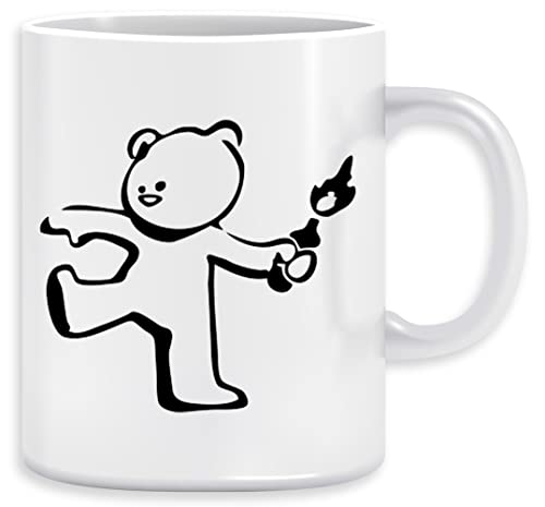 Banksy Teddy Bear Protest Molotov Cocktail Kaffeebecher Becher Tassen Ceramic Mug Cup von Vendax