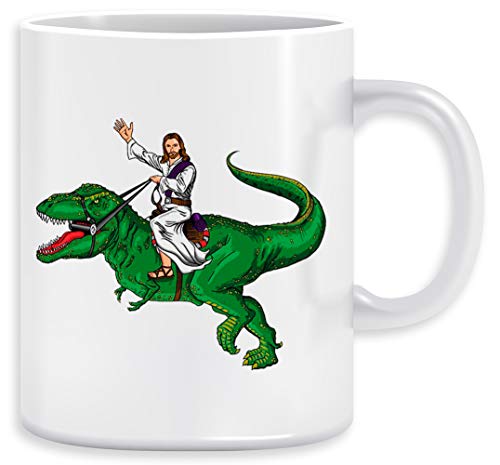 Jesus Reiten Ein Dinosaurier Kaffeebecher Becher Tassen Ceramic Mug Cup von Vendax