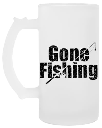 Vendax Gone Fishing Bierkrug Aus Glas Glass Beer Mug Cup von Vendax