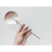 Antike Perlmutt Kaviarlöffel, Silberfarbener Löffel von Venelle