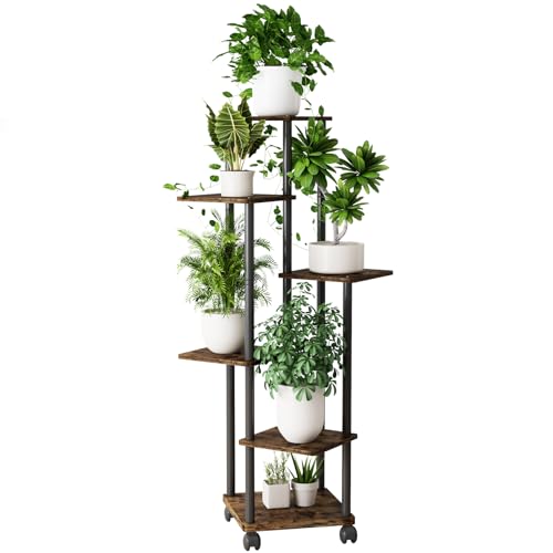 Venhvorer 6 Etagen Pflanzenständer Blumenständer Draußen, 137cm Mehrstöckig Blumenständer Pflanzenständer Blumenbank Blumentreppe Pflanzentreppe Standregal für Innen Garten Balkon Deko von Venhvorer