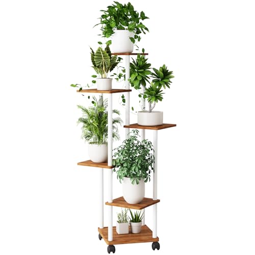 Venhvorer 6 Tier Hölzern Blumenregal Pflanzenregal, 137cm Mehrstöckig Blumenständer Pflanzenständer Blumenbank Blumentreppe Pflanzentreppe, Standregal für Innen, Garten, Balkon, Deko von Venhvorer