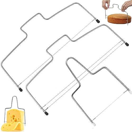 Venhvorer Tortenbodenteiler, Hochwertiger Tortenschneider 3 teiliges Set mit 2 gezahnten Schneiddrähten für perfekte Tortenböden von Venhvorer