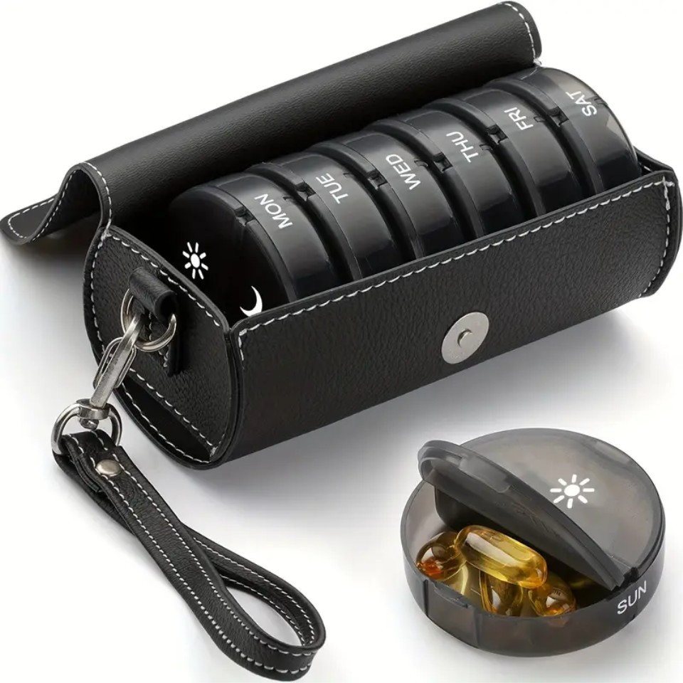 Venicce Love Pillendose Tablettenbox 7 Tage - 2 Fächer - Morgens & Abends - Mit PU-Lederetui Venicce Love Pillendose Tablettenbox 7 Tage - 2 Fächer - Morgens & Abends - Mit PU-Lederetui von Venicce Love