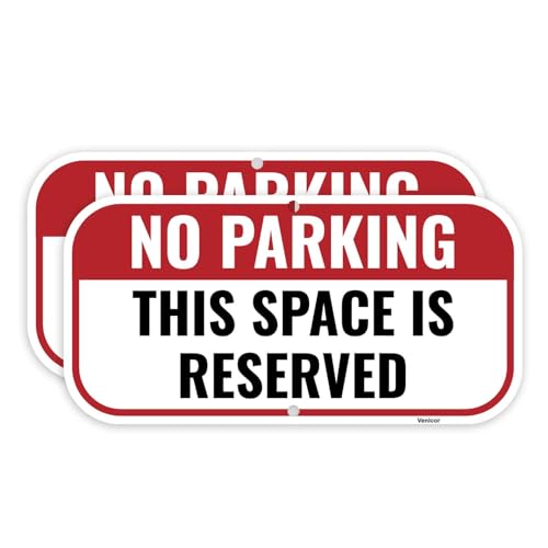 Metallschild "Reserved Parking", 30,5 x 15,2 cm, Aluminium, Aufschrift "No Parking This Space Is Reserved", 2 Stück von Venicor