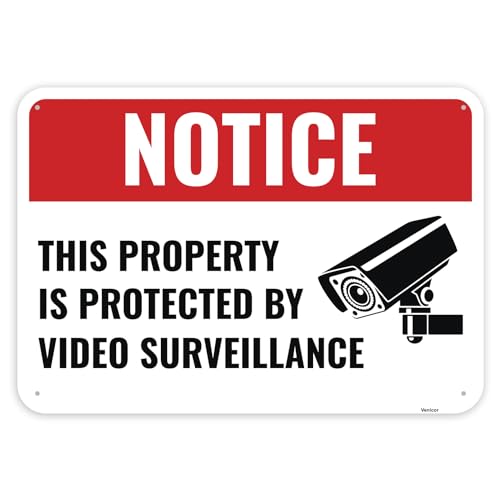 Schild mit Aufschrift "This Property Is Protected By Video Surveillance", 35,6 x 25,4 cm, Aluminium, Aufschrift "Under Camera Monitoring Recording" von Venicor