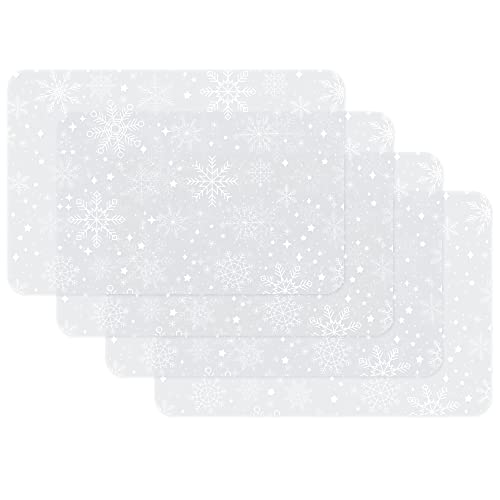 Venilia Tischset Snowflakes weiß-transparent, Platzset für Esszimmer, Telleruntersetzer, Weihnachten Tischdekoration, Weihnachtliche Platzdeckchen, abwischbar, lebensmittelecht, 45 x 30 cm, 4 Stück von Venilia