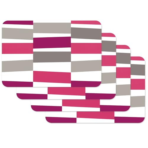 Venilia Tischset Platzset für Esszimmer Black Jack Pink Rosa Grau Vintage Streifen-Muster, 4er Set abwischbar Polypropylen, lebensmittelecht 45 x 30 cm, 4 Stück, 59058 von Venilia
