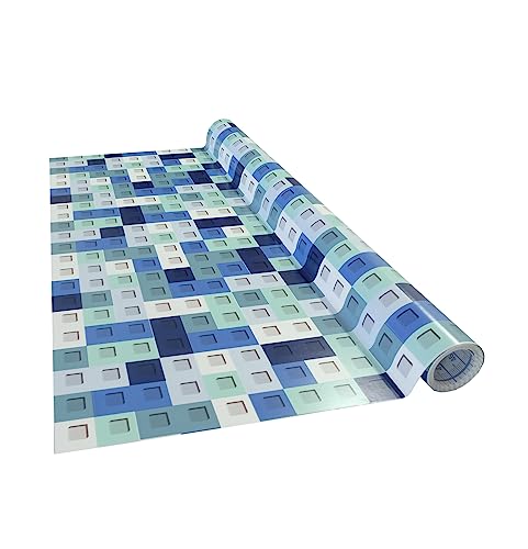 Venilia Klebefolie | Brick Bausteine Retro Blau-Grau | 45 cm x 2 m, Stärke 95μ | selbstklebende Möbel-Folie, Dekofolie, Tapete, Küchenfolie | PVC ohne Phthalate | Made in EU von Venilia