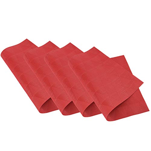 Venilia Tischset Platzset Tischwäsche Platzdeckchen für Esszimmer gewebt Triangle Kirschrot Dreieck-Muster Gewebe 4er Set Vinyl, lebensmittelecht, 4 STK. 45 x 30 cm, 59001 von Venilia