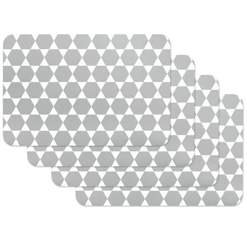 Venilia Tischset Platzset für Esszimmer Caline Grau Hexagon Vintage-Muster, 4er Set abwischbar Polypropylen, lebensmittelecht, 45 x 30 cm, 4 Stück, 59042 von Venilia