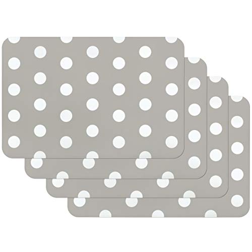 Venilia Tischset Platzset für Esszimmer Grau Punkte-Muster, 4er Set abwischbar Polypropylen, lebensmittelecht 45 x 30 cm, 4 Stück, 59051 von Venilia