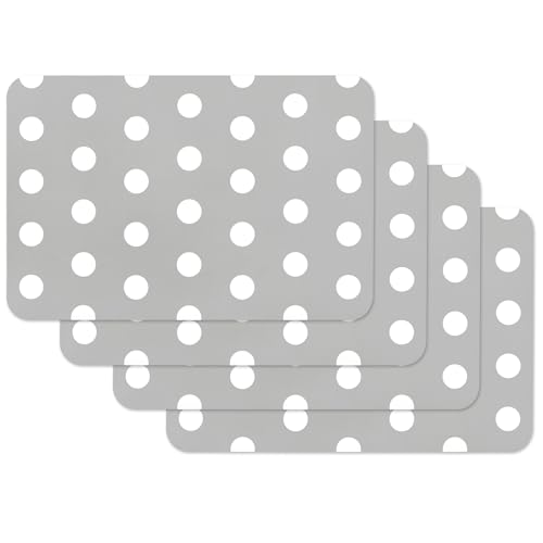 Vénilia Tischset Punkte Grau, Platzset für Esszimmer, Esstischmatten, Telleruntersetzer, Platzdeckchen, abwischbar, lebensmittelecht, 45 x 30 cm, 4 Stück von Venilia