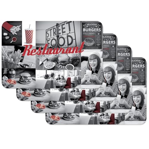 Venilia Tischset Platzset für Esszimmer Food Restaurant, 4er Set abwischbar Polypropylen, lebensmittelecht 45 x 30 cm, 4 Stück, 59087 von Venilia