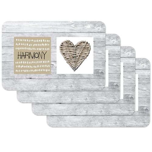 Venilia Tischset Platzset für Esszimmer Harmony Heart, 4er Set abwischbar Polypropylen, lebensmittelecht 45 x 30 cm, 4 Stück, 59084 von Venilia