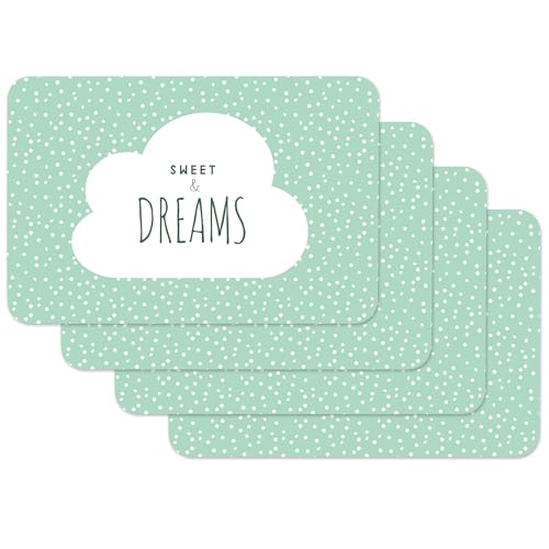 Vénilia Tischset Mint Spruch, Platzset für Esszimmer, Esstischmatten, Telleruntersetzer, Platzdeckchen, abwischbar, lebensmittelecht, 45 x 30 cm, 4 Stück von Venilia