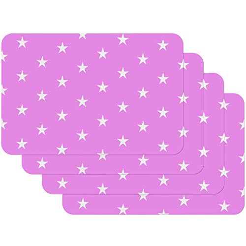 Venilia Tischset Platzset für Esszimmer Sterne Fuchsia Pink Muster, 4er Set abwischbar Polypropylen, lebensmittelecht 45 x 30 cm, 4 Stück, 59048 von Venilia