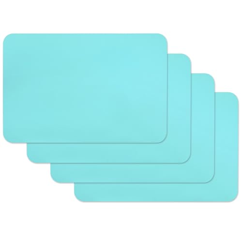 Vénilia Tischset Hellblau, Platzset für Esszimmer, Esstischmatten, Telleruntersetzer, Platzdeckchen, abwischbar, lebensmittelecht, 45 x 30 cm, 4 Stück von Venilia