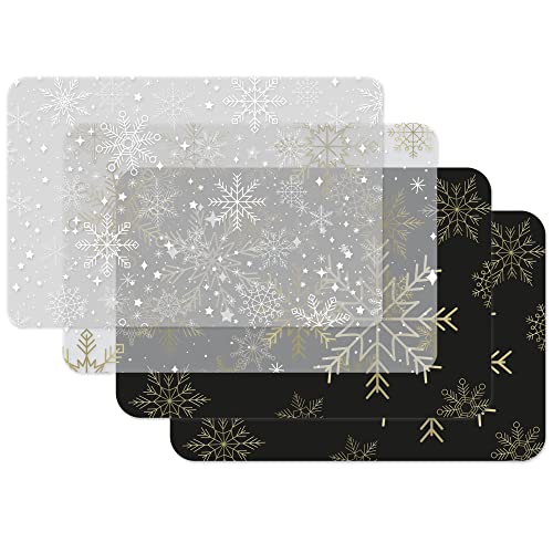 Venilia Tischset Snowflakes Mix, Platzset für Esszimmer, Telleruntersetzer, Weihnachten Tischdekoration, Weihnachtliche Platzdeckchen, abwischbar, lebensmittelecht, 45 x 30cm, 4 Stück, 59148 von Venilia