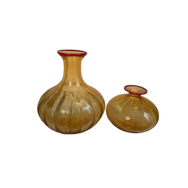 2er-Set Orange Opalglas Balloton Vasen, Venini 2er-Set Orange Opalglas Balloton Vasen, Venini von Venini