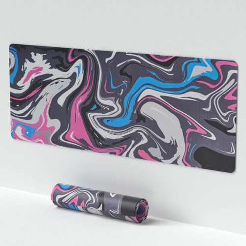 Grau Rosa Art Fluid Mauspad, Große Gaming Mouse Pad (11.8.27.6in), Volle Schreibtisch-Mausmatte, Wasserdichte und Rutschfeste Erweiterte Tastatur und Mauspad von Venit Keys