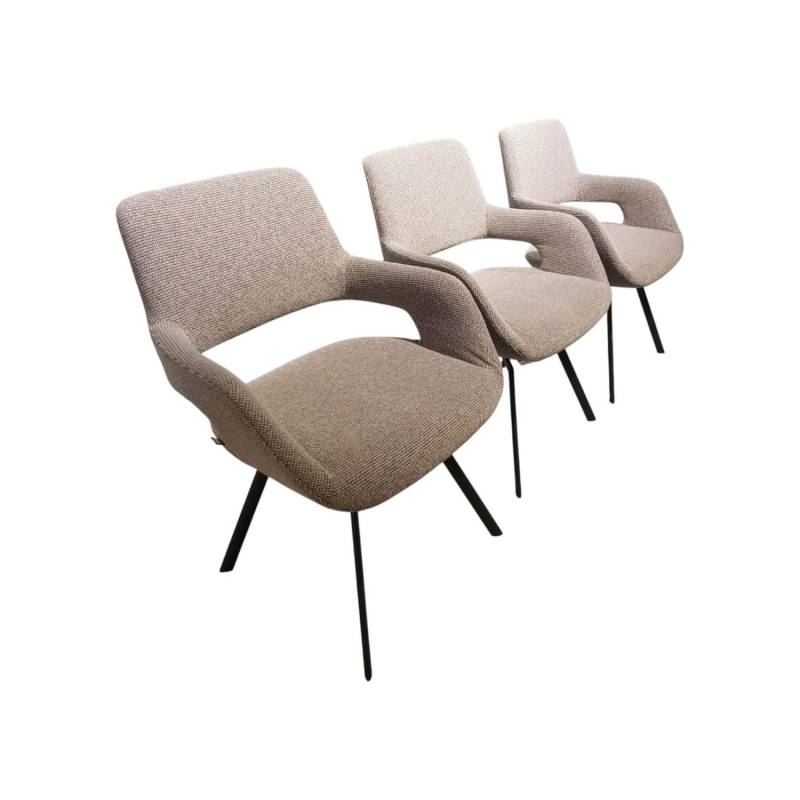 3er-Set Stuhl July Stoff Freiburg Stone Beige Grau Gestell Metall Anthrazit Pulv... von Venjakob