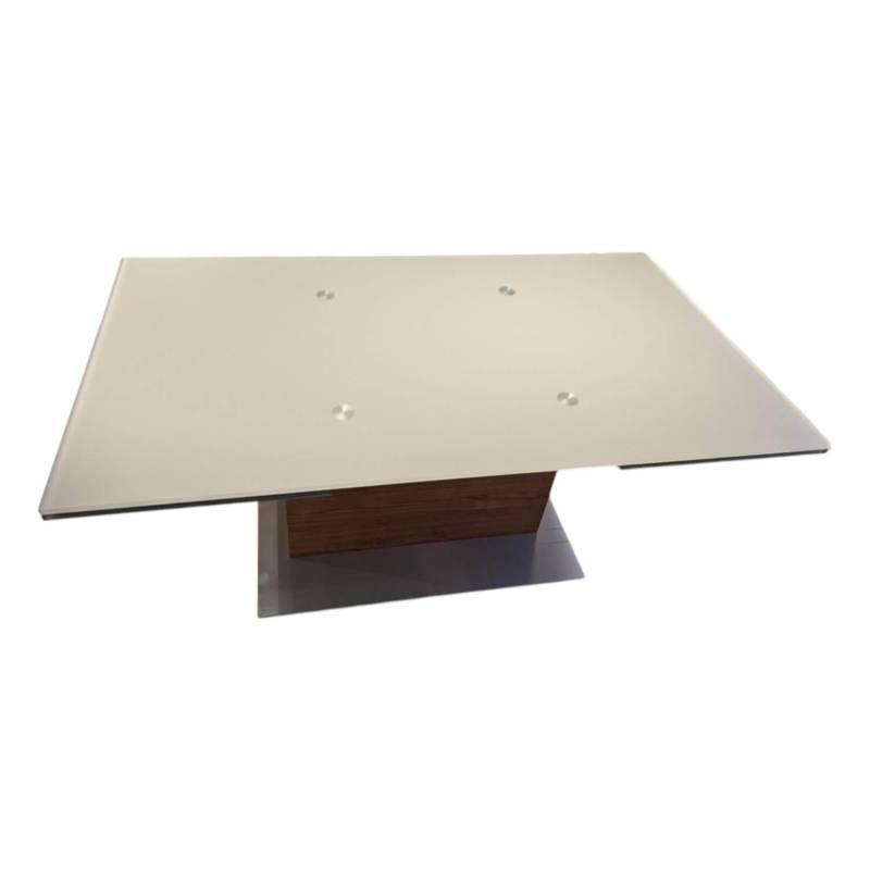 Tisch 6133 Tischplatte ESG Optiwhite Taupe Grau Säule Colorado Nussbaum Geölt Mi... von Venjakob
