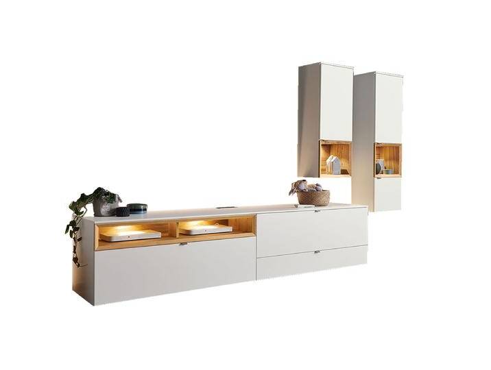 Venjakob Andiamo Home Wohnwand AH10-R 3-tlg. moderne Wohnwand mit Echtholzfurnier-Akzenten mit zwei Hängeschränken und Lowboard Ausführung wählbar Venjakob Andiamo Home Wohnwand AH10-R 3-tlg. moderne Wohnwand mit Echtholzfurnier-Akzenten mit zwei Hängeschränken und Lowboard Ausführung wählbar von Venjakob