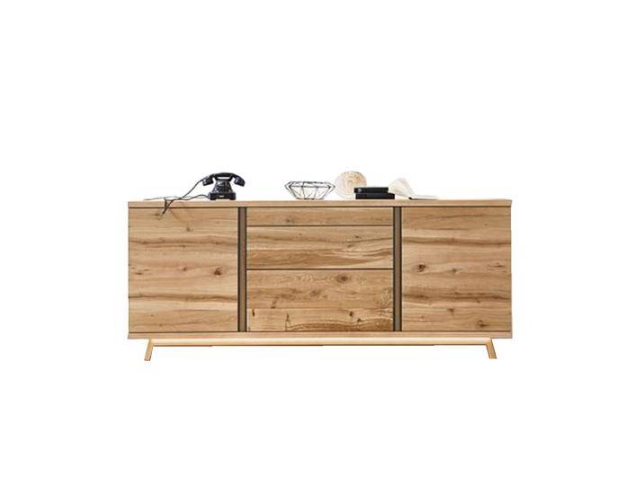 Venjakob Barola furniertes Sideboard 9106 in Eiche rustico hell geölt inkl. Holzuntergestell 2-türige Kommode mit 3 Schubkästen Beleuchtung wählbar von Venjakob