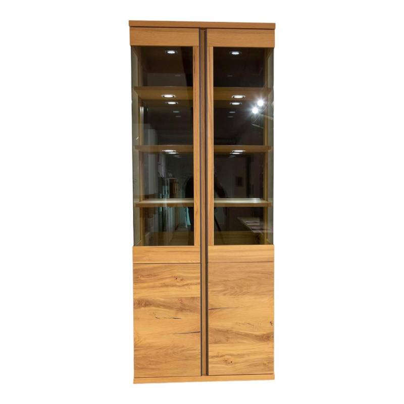 Vitrine Barola Eiche Rustico Hell Geölt Gebürstet Furnier Mit Spiegelrückwand Un... von Venjakob