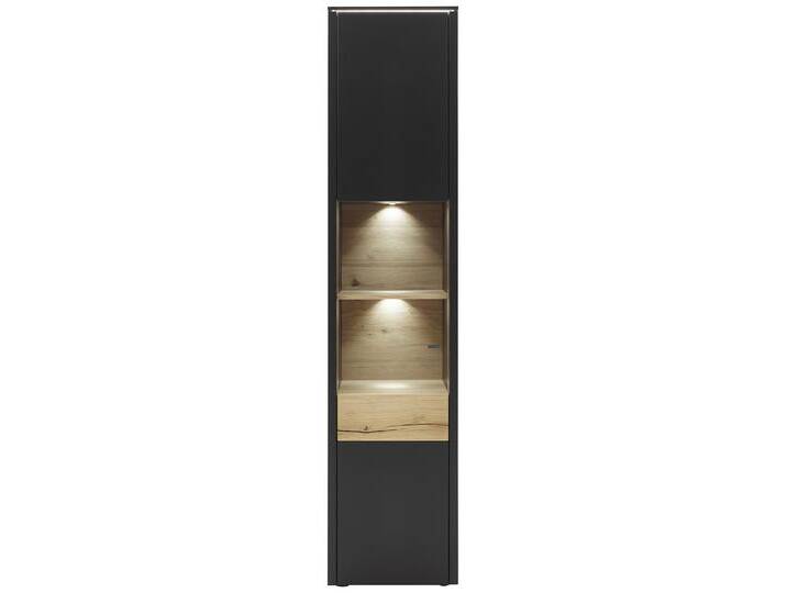 Vitrine GAME 47 x 208 cm Lack anthrazit/Absetzung Balkeneiche von Venjakob