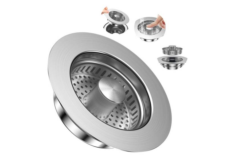 Venkuber Küchensieb Universal Siebkörbchen Abflusssieb Küchenspüle und Edelstahl, Waschbeckenstöpsel, 3-in-1 Pop-Up Edelstahl Abflussstopfen Venkuber Küchensieb Universal Siebkörbchen Abflusssieb Küchenspüle und Edelstahl, Waschbeckenstöpsel, 3-in-1 Pop-Up Edelstahl Abflussstopfen von Venkuber