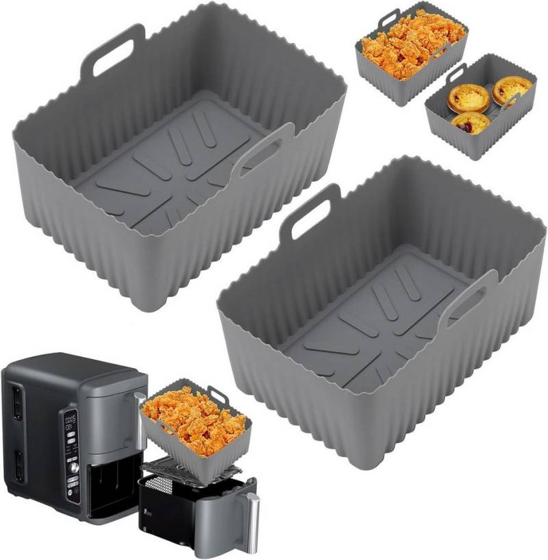 Venkuber Silikonform 2er Pack Airfryer-Silikon-Einsätze, Upgrade große Kapazität, (2-tlg), Antihaft und hochtemperaturbeständig von Venkuber