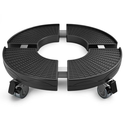 Venprodium Pflanzenroller Einstellbar 38-54 cm, Rollbrett Pflanzen mit 360° Drehbare Rädern, Tragkraft 200 KG, Blumenroller Rund, für Große Pflanzgefäße im Innen und Außenbereich, Schwarz von Venprodium